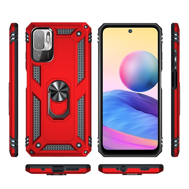 Protectores para celular  para Xiaomi  Redmi Note 10 5G Funda reforzada con anillo v2 Rojo